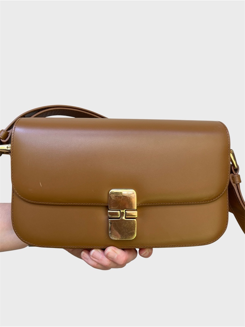 A.P.C. Grace Baguette Handbag in Tan Leather